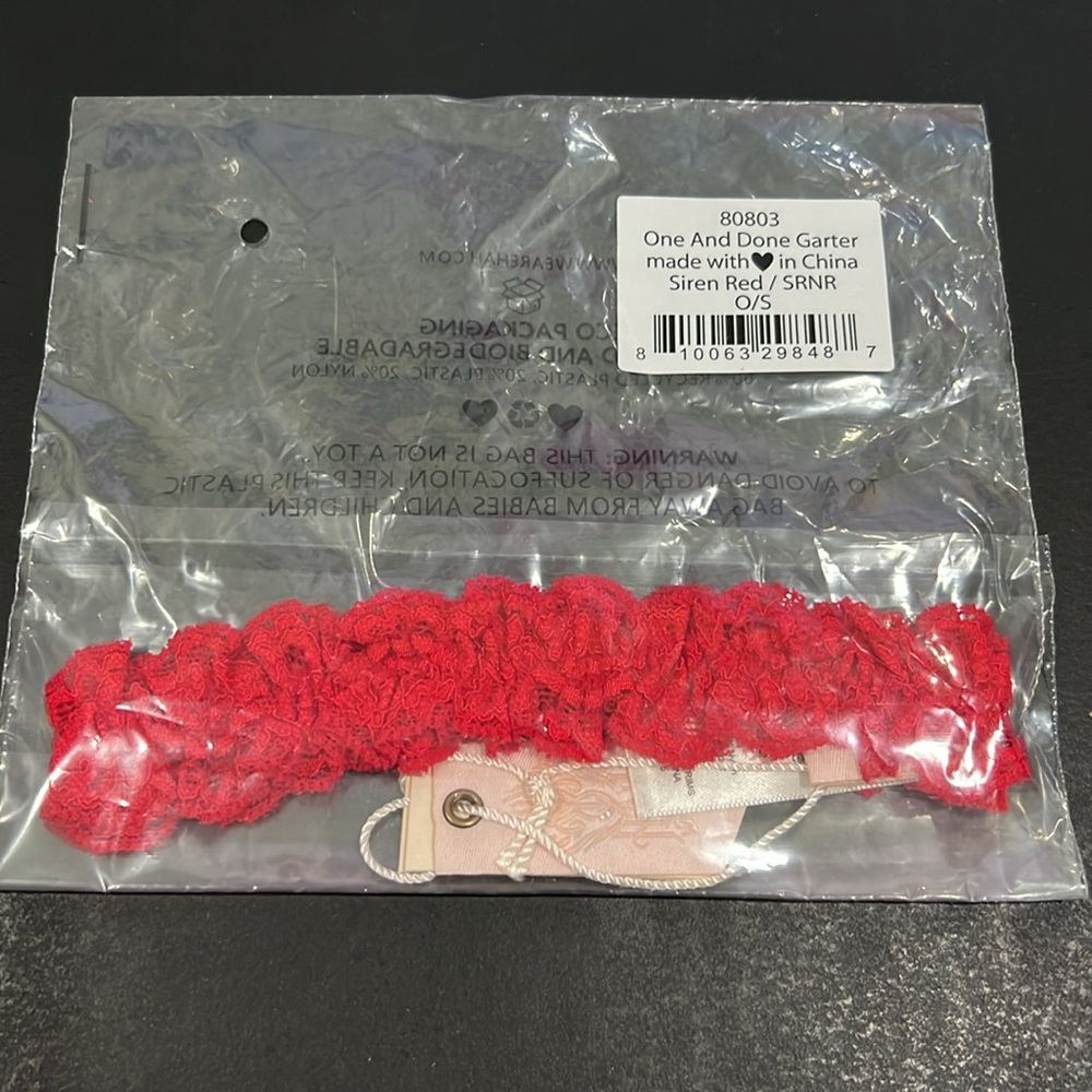 NWT We Are HAH - One & Done‎ Garter - Siren Red NEW WITH TAGS